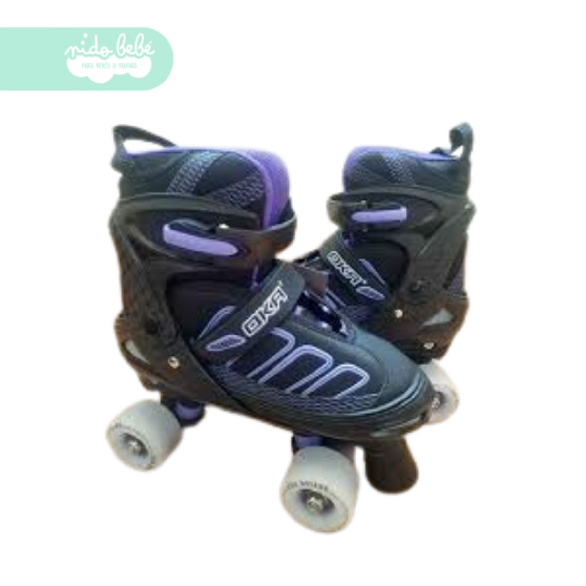 GENERICO - PATIN 4 RUEDAS DE NIÑO TALLA S 30 – 33 NEGRO CON AZUL