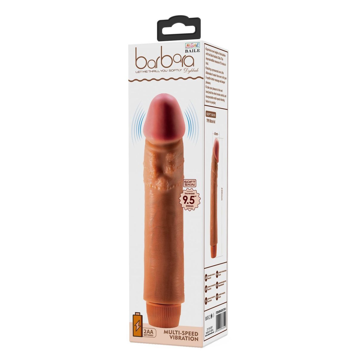BAILE - Dildo Vibrador Principiantes 24cm Ø 4.3 cm Dybbuk Chocolate Consolador
