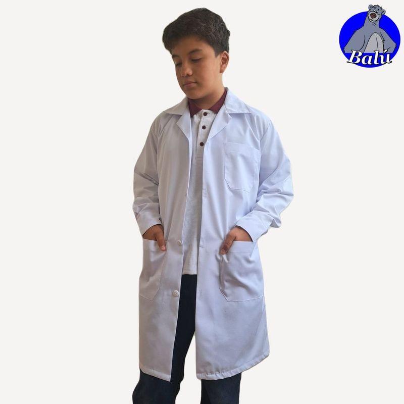 GENERICO - Bata de Laboratorio blanca en drill semi-antifluido