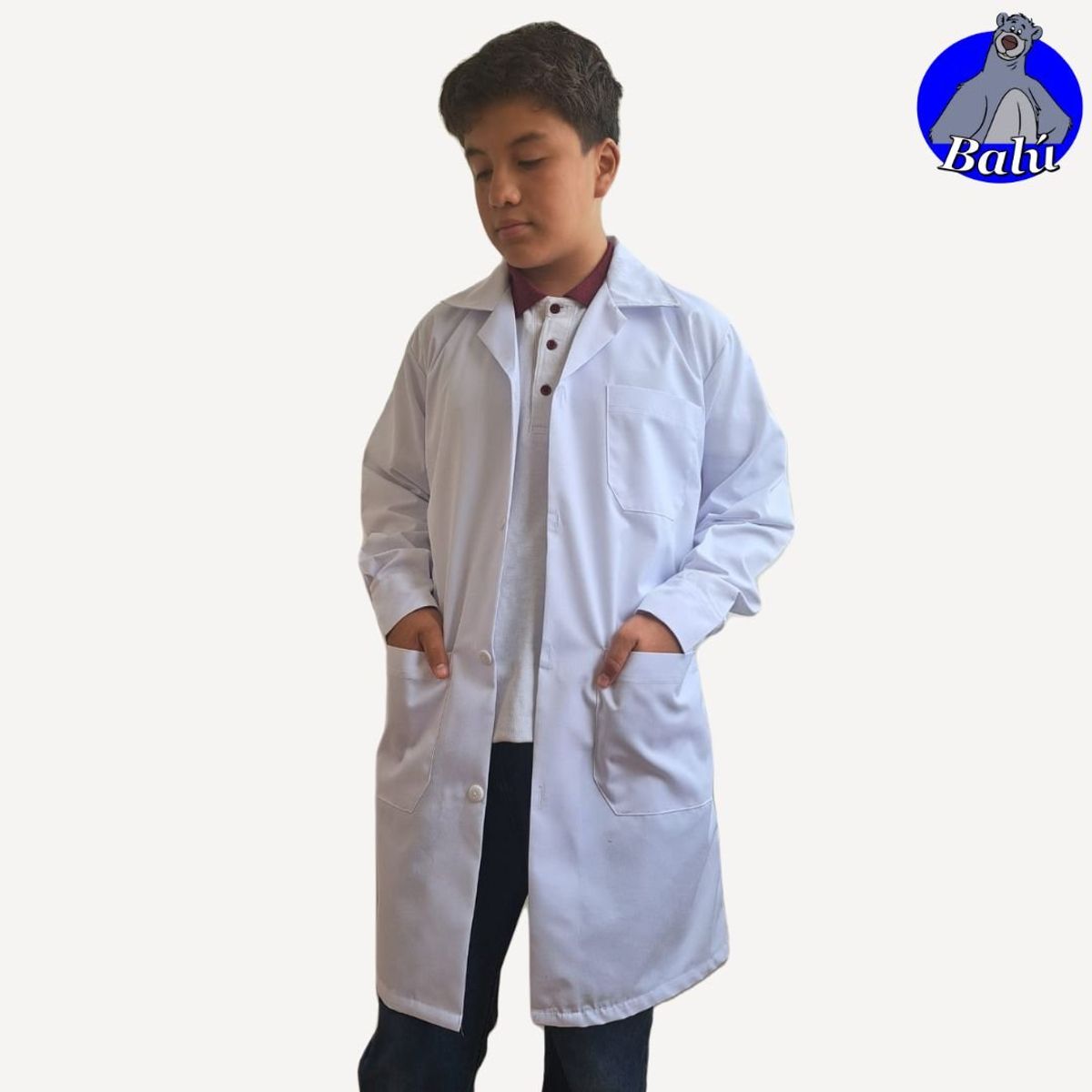 GENERICO - Bata de Laboratorio blanca en drill semi-antifluido