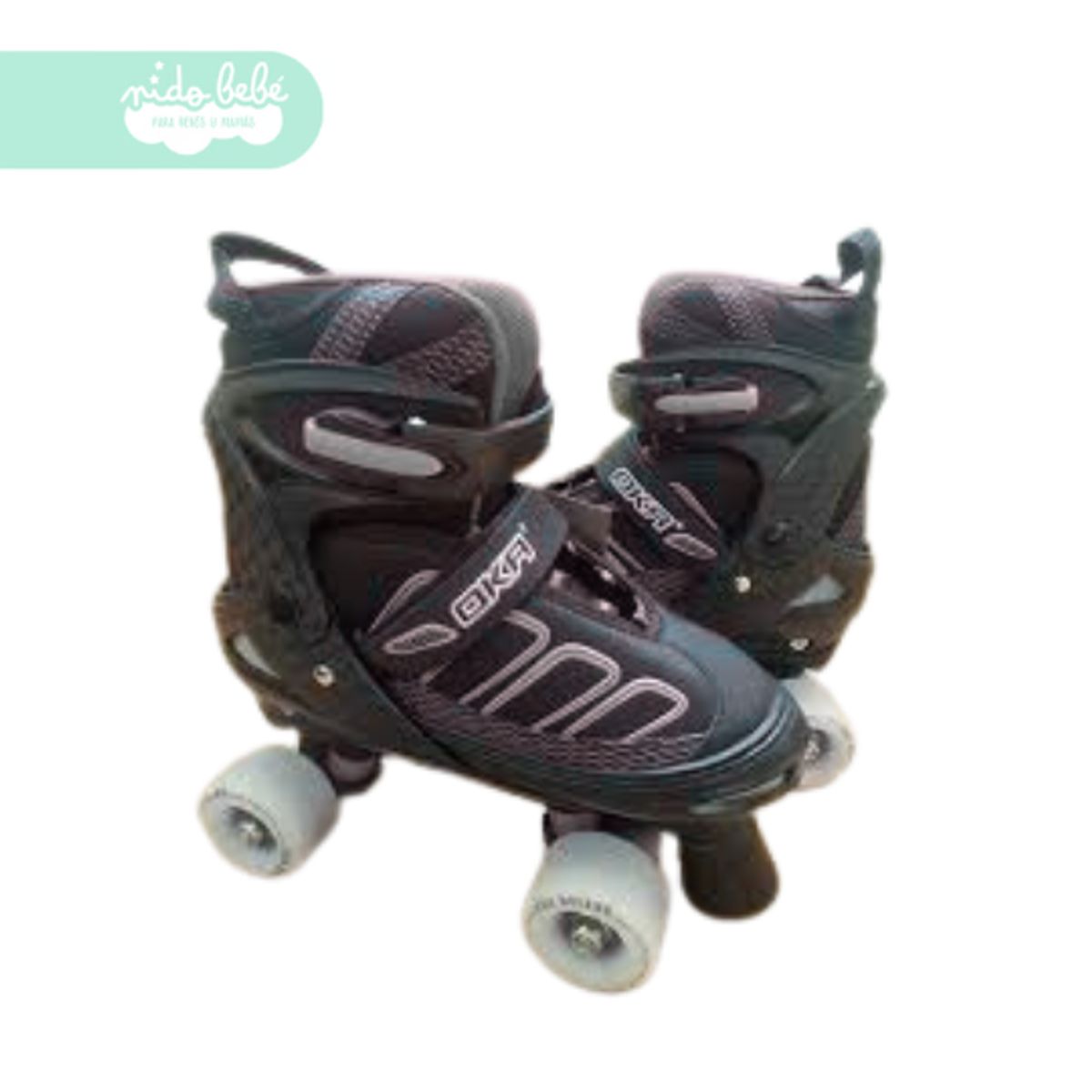 GENERICO - PATIN 4 RUEDAS DE NIÑO TALLA L 38 – 41 NEGRO CON BLANCO