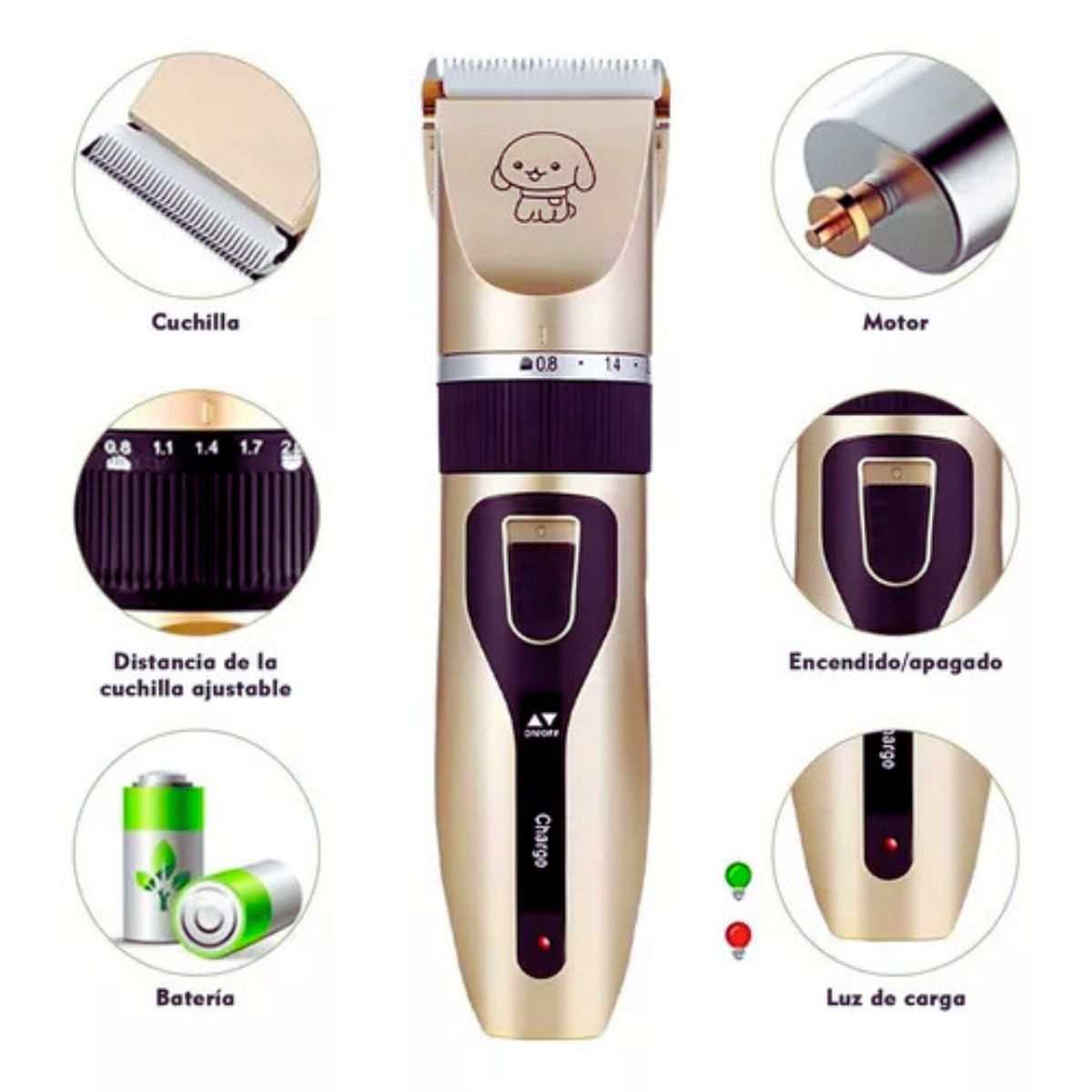 GENERICO - Cortadora Inalámbrica para Mascotas Silenciosa + Accesorios