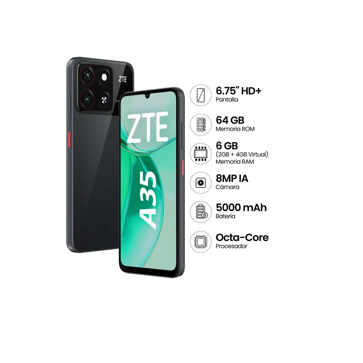 ZTE - Celular ZTE BLADE A35 2GB+64GB - NEGRO