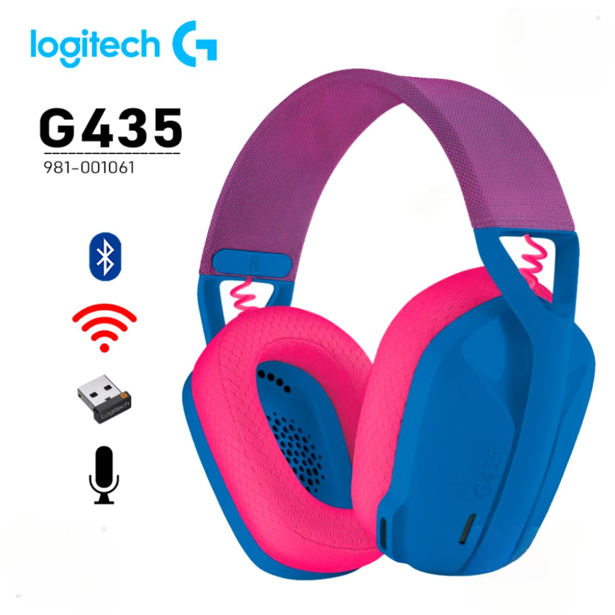 LOGITECH - Audifono Gaming Logitech G435 Lightspeed Wireless Azul