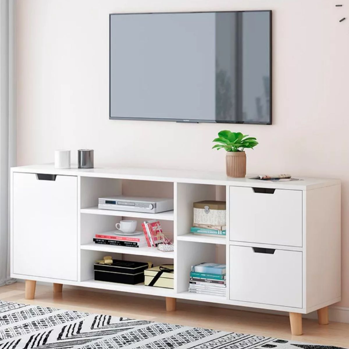 NACION MUEBLES - MUEBLES PARA TV NACION MUEBLES NIEVE COLOR BLANCO