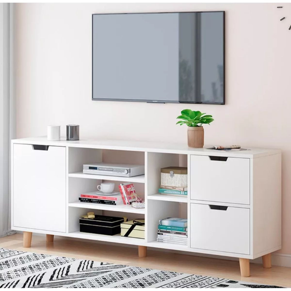 NACION MUEBLES - MUEBLES PARA TV NACION MUEBLES NIEVE COLOR BLANCO