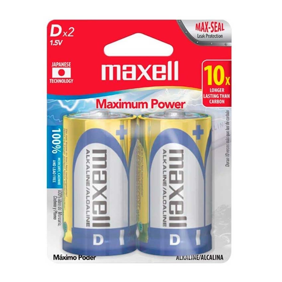 MAXELL - Batería Maxell LR20 Alcalina 1.5V D, Paquete de 2 Unidades
