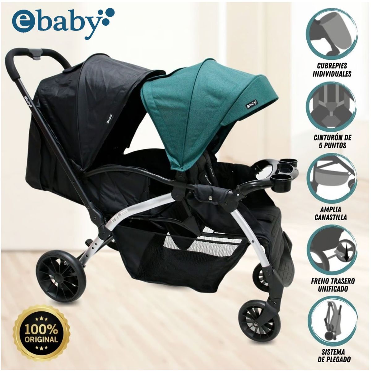 EBABY - Coche Mellicero «FRANCIA» Ebaby Green