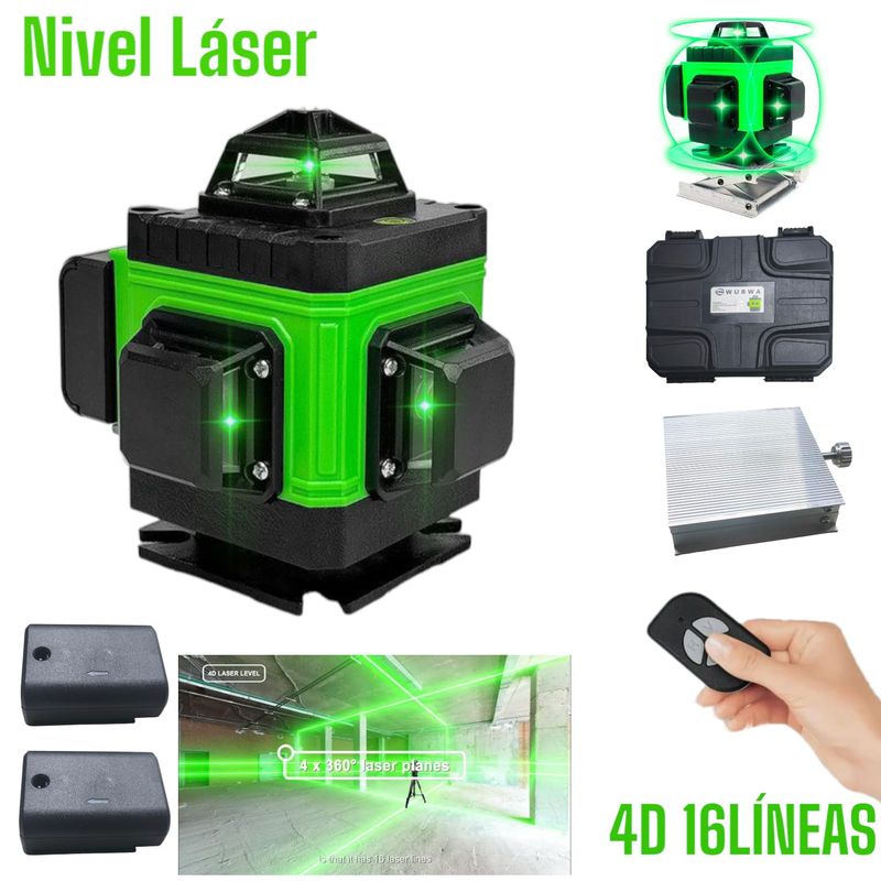 OEM - Maquina de Autonivelación Laser Verde Recargable de 16Líneas