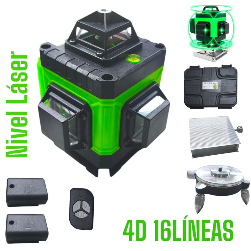 OEM - Nivel Láser Verde 4D 16Líneas 360grados Autonivelación 2Baterias