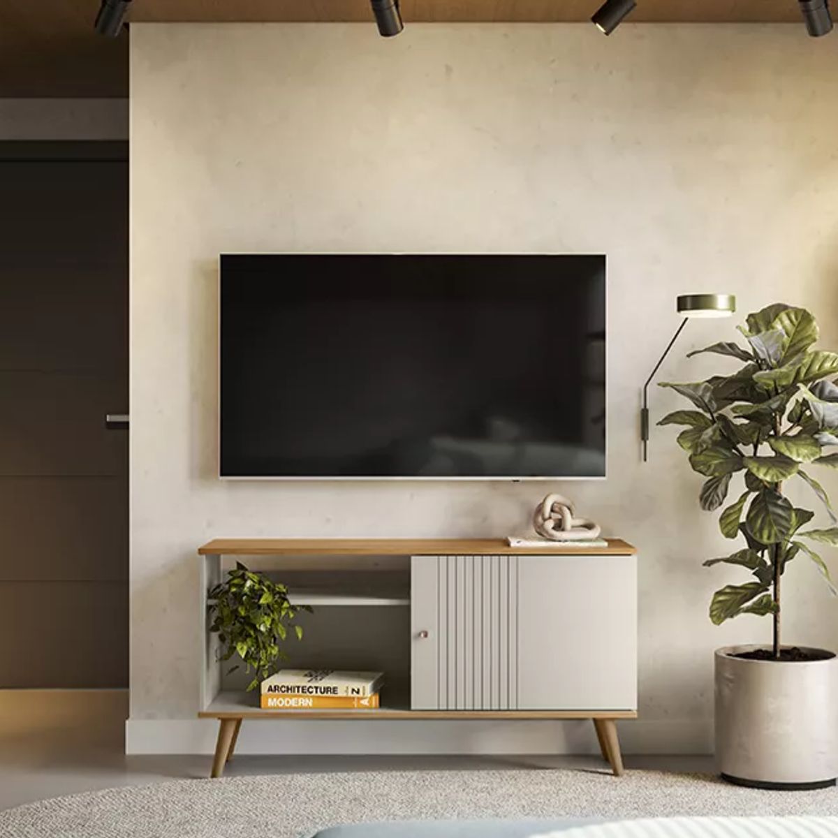 NACION MUEBLES - MUEBLE PARA TV NACION MUEBLES GOGETA COLOR BLANCO