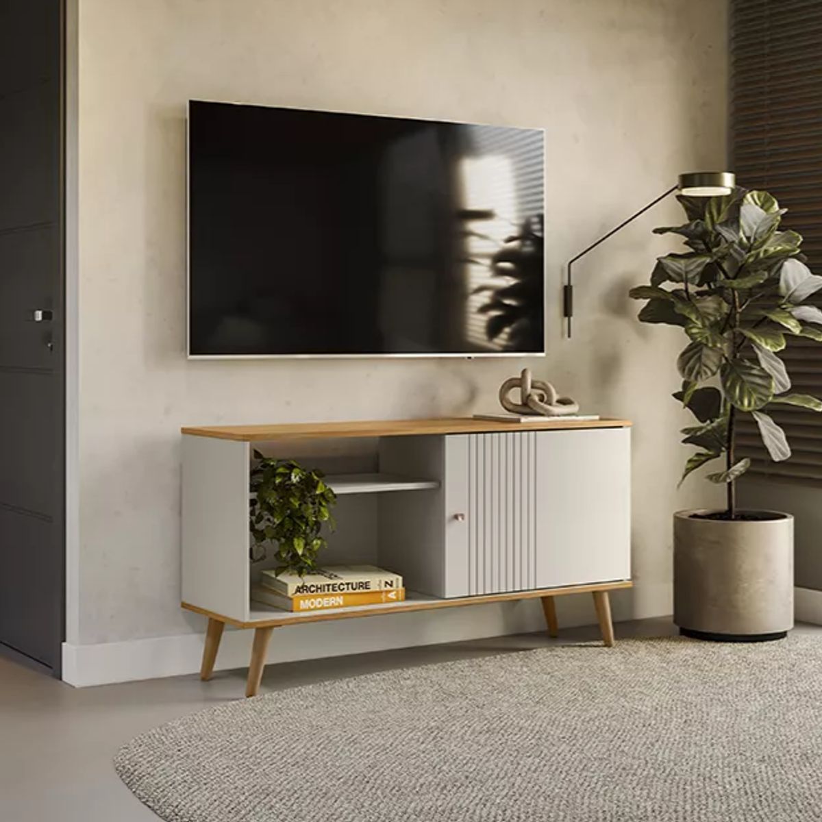 NACION MUEBLES - MUEBLE PARA TV NACION MUEBLES GOGETA COLOR BLANCO