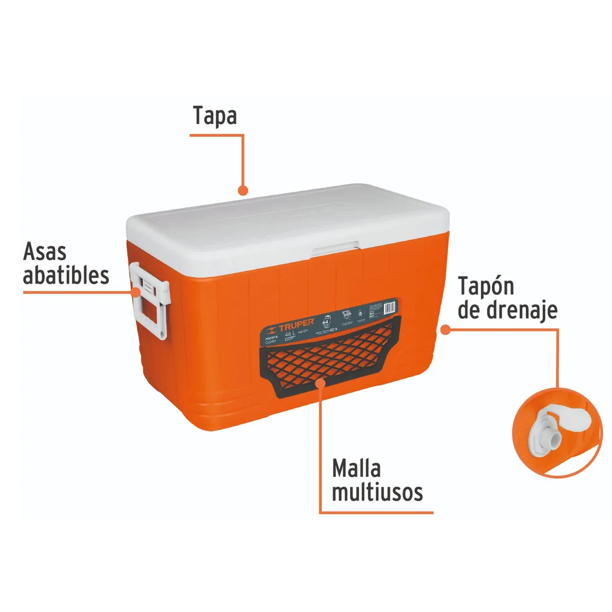 TRUPER - Cooler hielera 46L uso rudo Truper