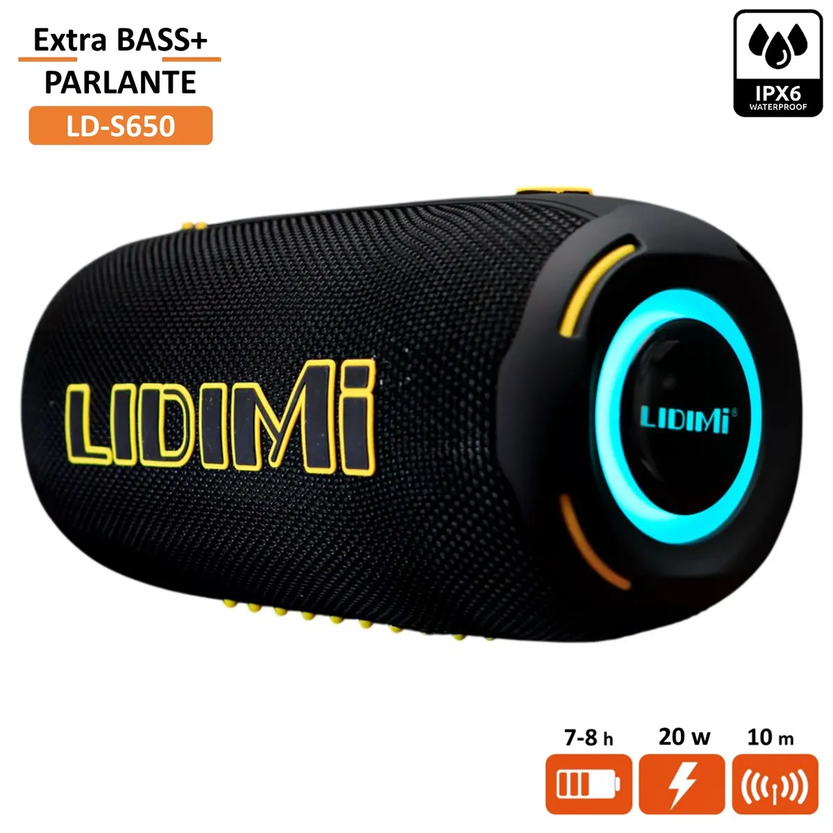 LIDIMI - Parlante Bluetooth Portátil Lidimi Extra BASS USB FM LD-S650 Negro