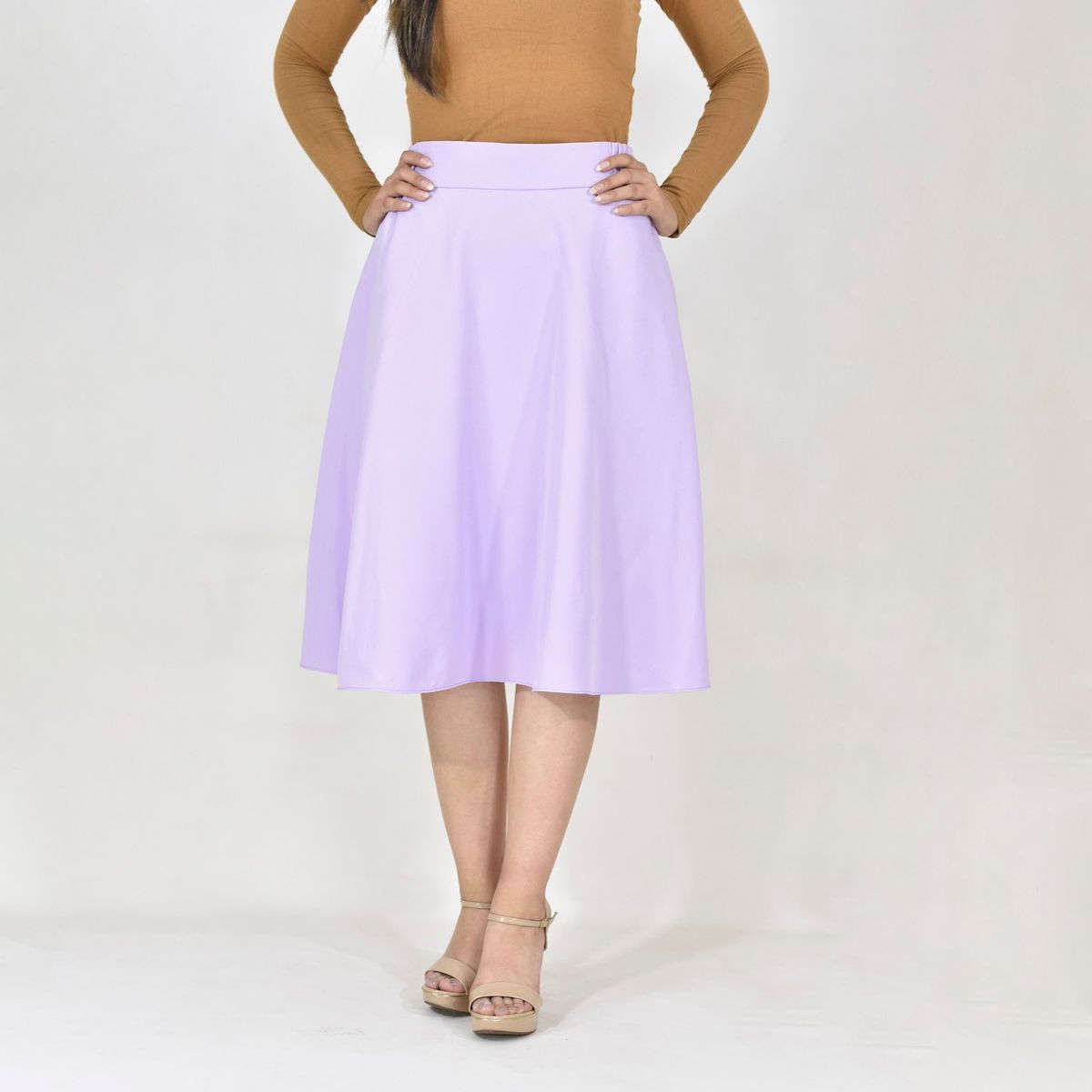 BHEVSK - Falda semi campana lila pretina elastica