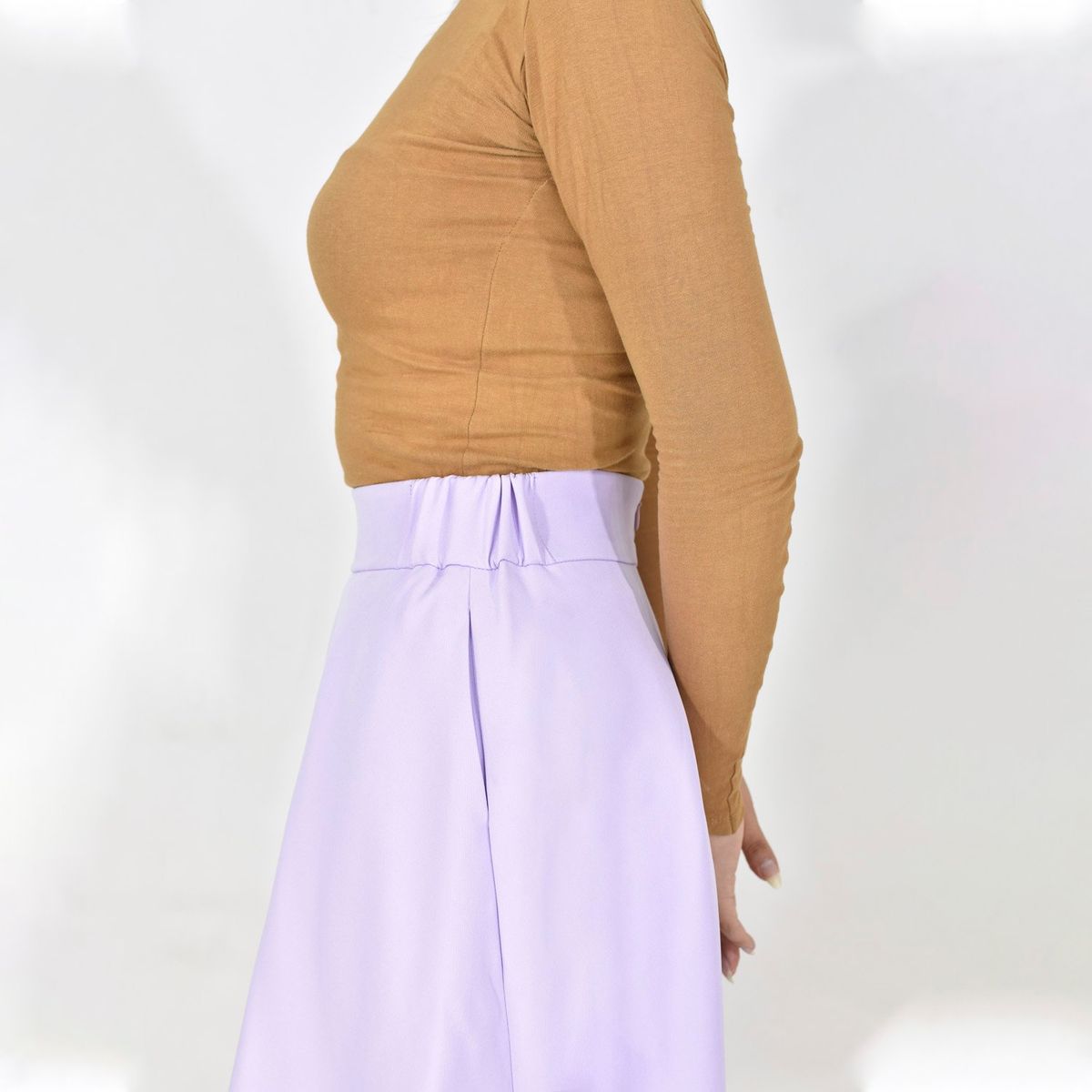 BHEVSK - Falda semi campana lila pretina elastica