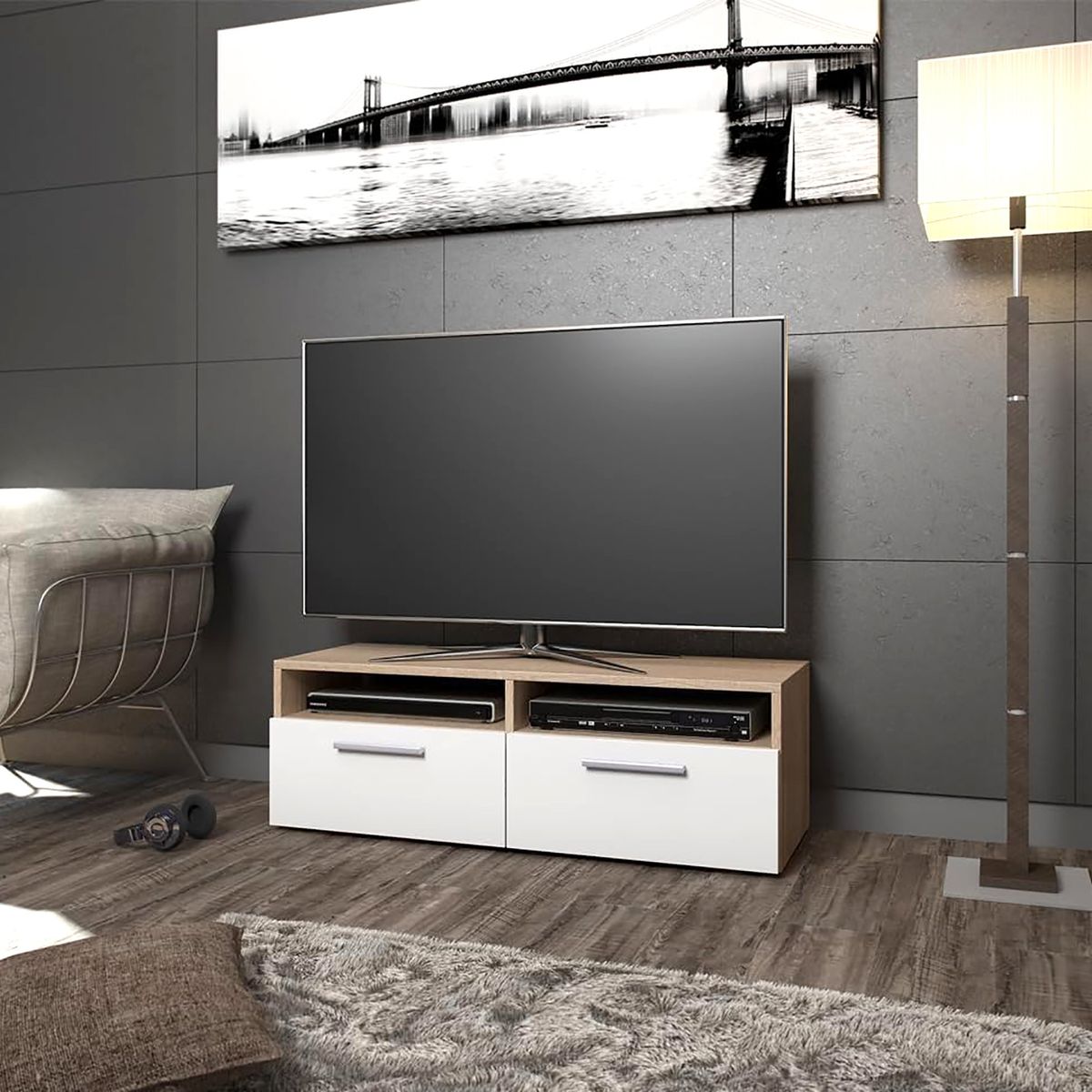 VILLA HOGAR - Mesa de TV 50 pulgadas Bahia roble rustico - Villa Hogar