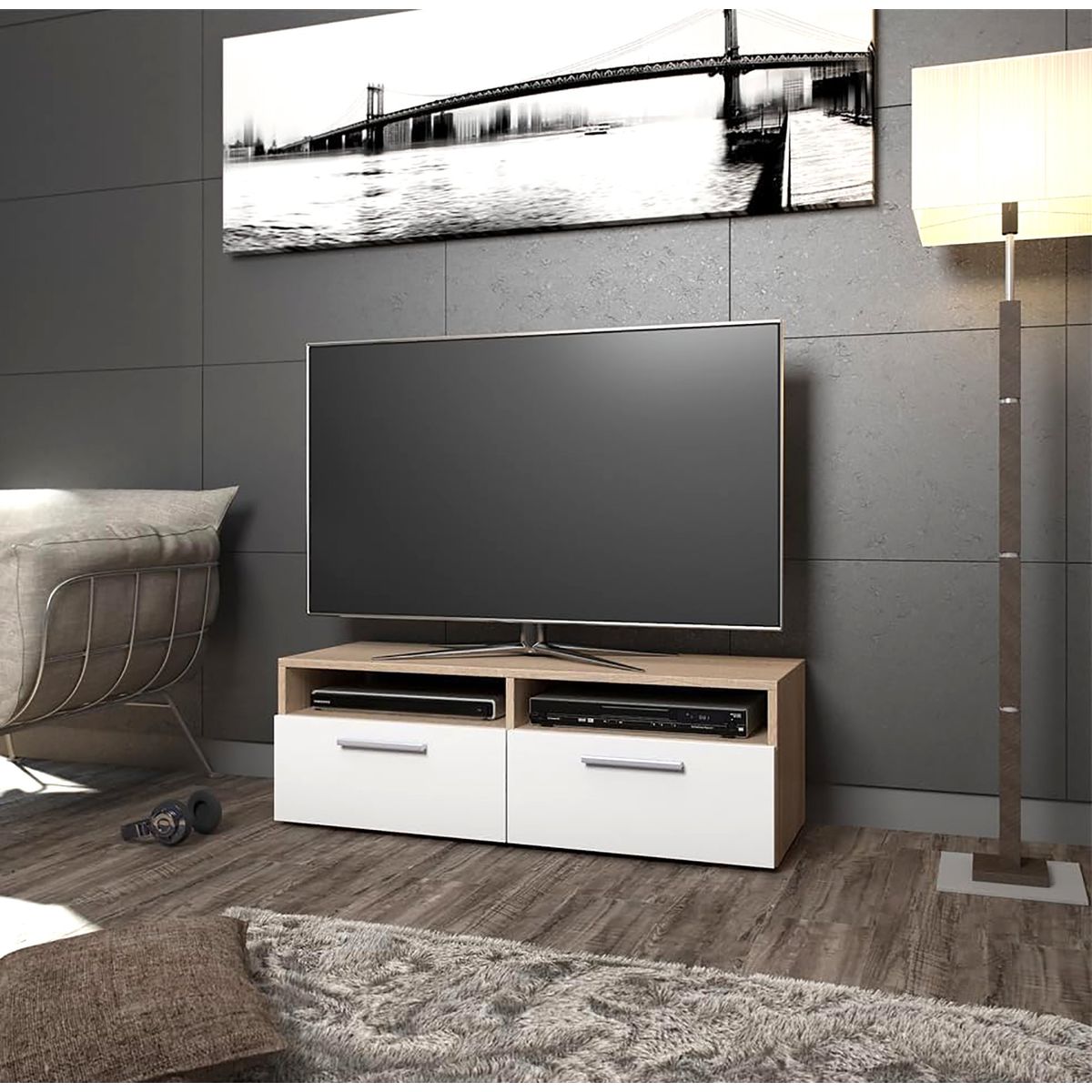 VILLA HOGAR - Mesa de TV 50 pulgadas Bahia roble rustico - Villa Hogar