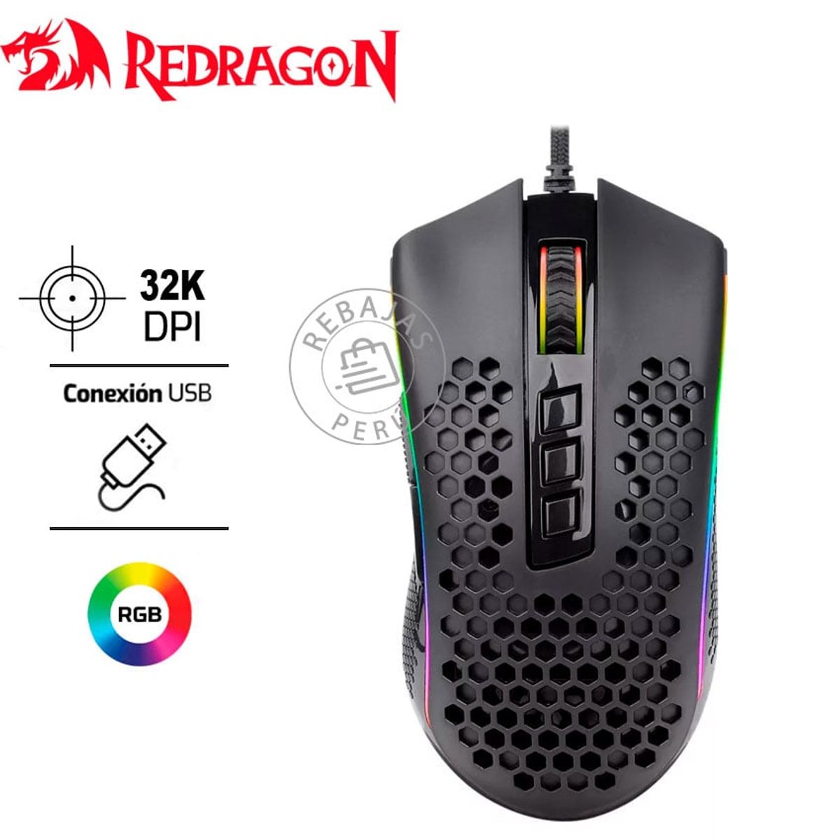 REDRAGON - Redragon STORM ELITE M988-RGB Mouse Gamer Ultraligero 16,000 DPI