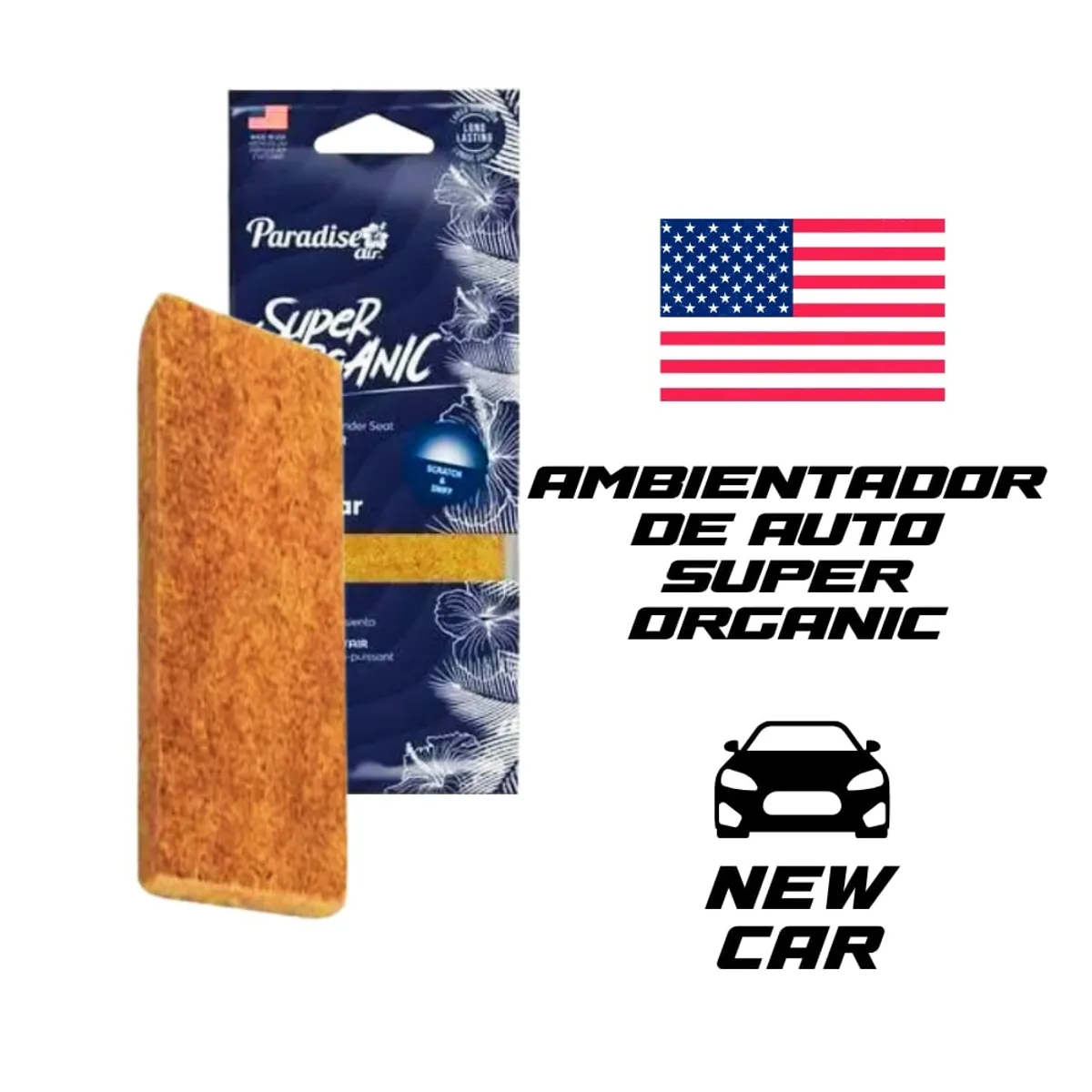 TECGO - AMBIENTADOR DE AUTO  PARADISE SUPER ORGANIC  MADERA  NEW CAR