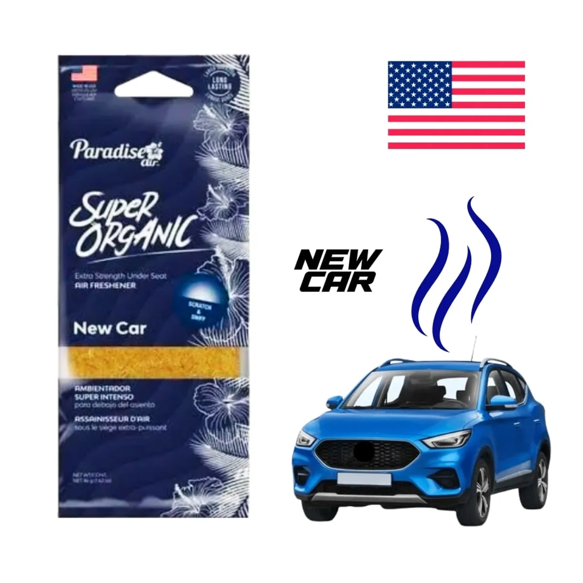 TECGO - AMBIENTADOR DE AUTO  PARADISE SUPER ORGANIC  MADERA  NEW CAR