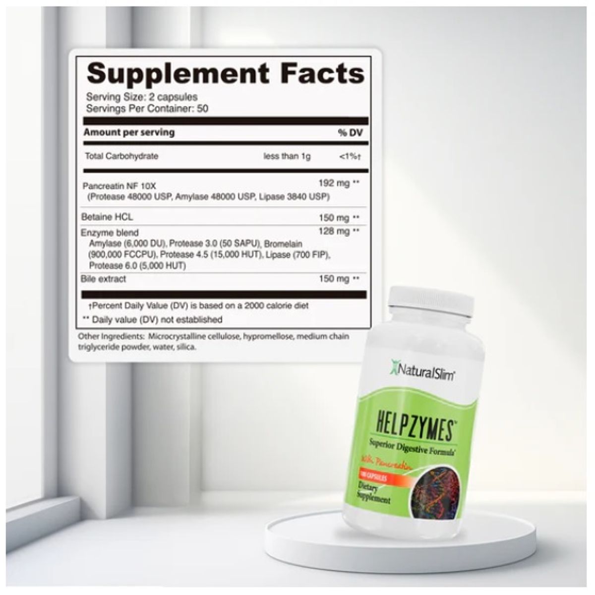 NATURALSLIM - Helpzymes Enzymas Digestivas 100 capsulas - NaturalSlim