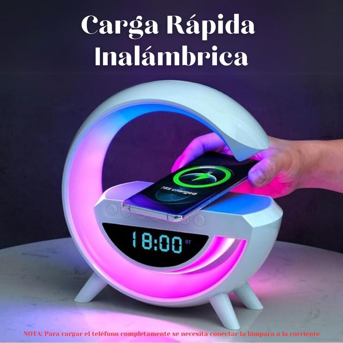 GENERICO - PARLANTE RELOJ LÁMPARA G SMART CARGADOR INALÁMBRICO 6 EN 1 PLUS2025