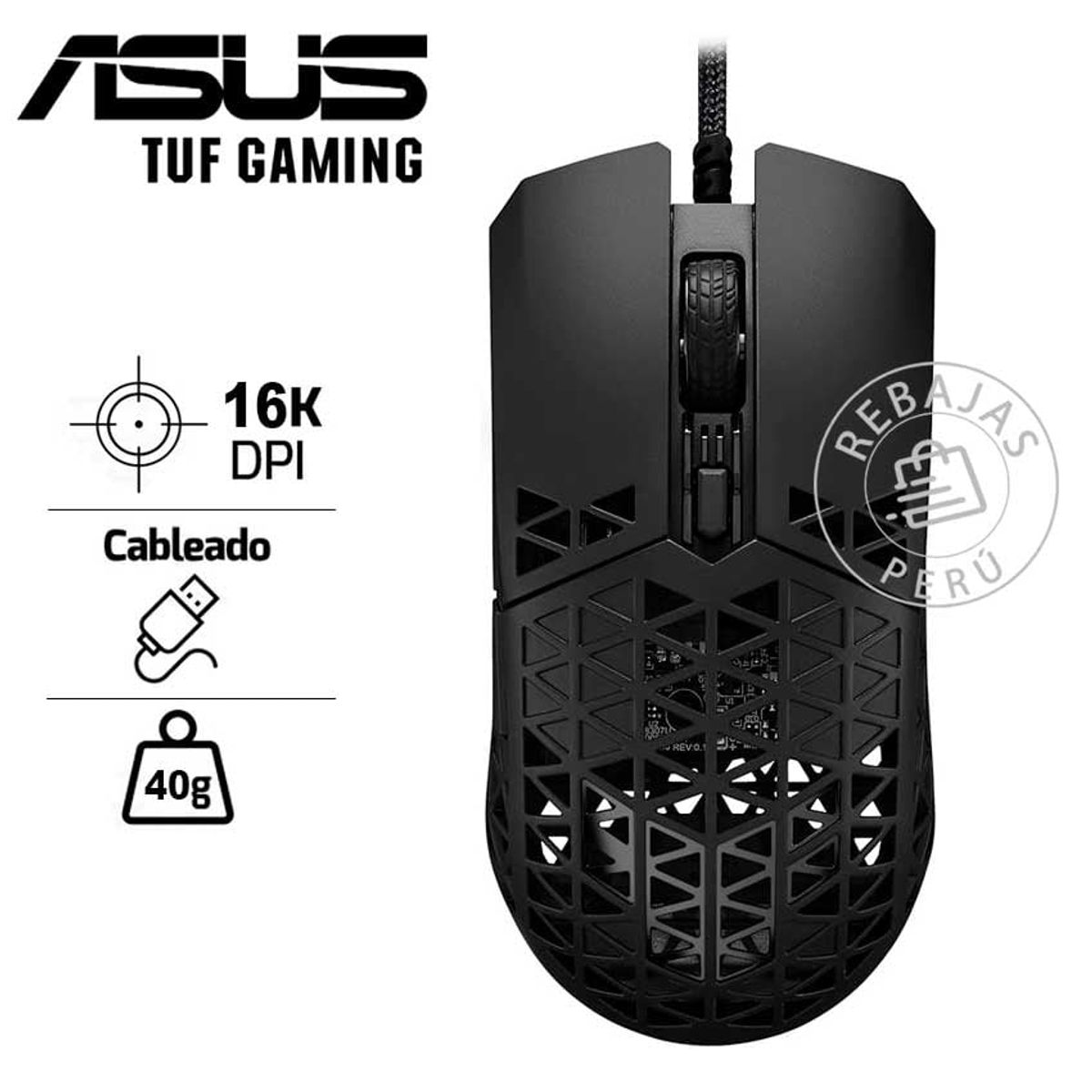 ASUS - Mouse ASUS TUF Gaming M4 Air 16000 DPI ultraligero y preciso
