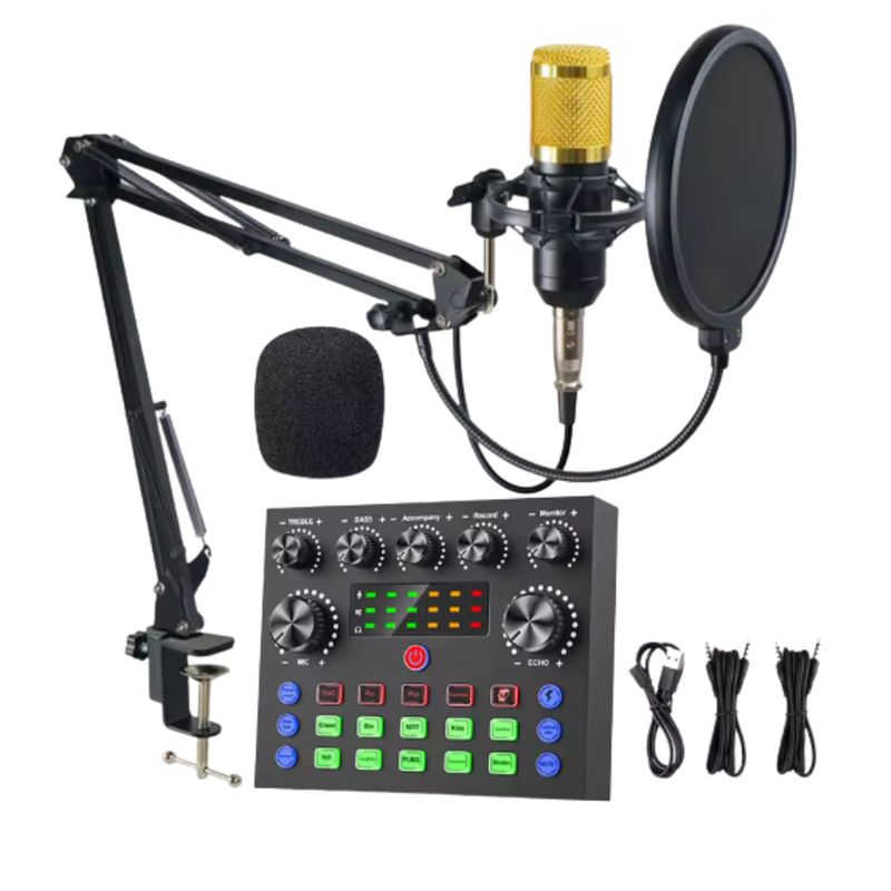 SEISA - Micrófono Condensador Podcast Tarjeta Mezcladora Consola Sonido