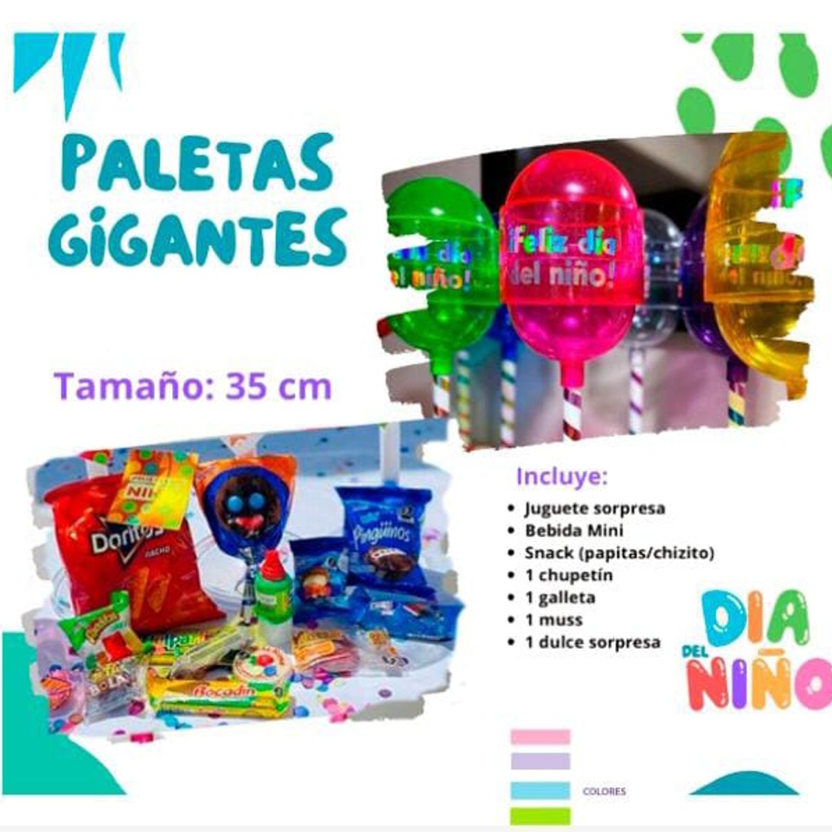 GENERICO - Pack 2 Chupetin gigante sorpresa fiestas cumple