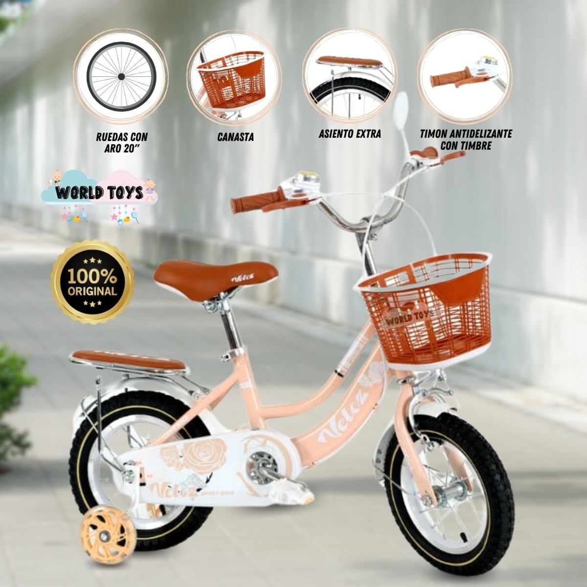VELOX - Bicicleta Campera Aro 12 «COQUETTE» Melón
