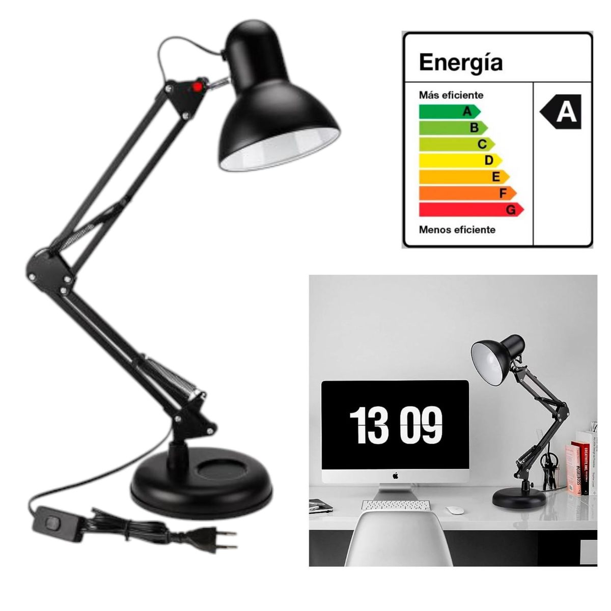 GENERICO - Lámpara Led Mesa Escritorio Brazo Flexible Vintage MT811