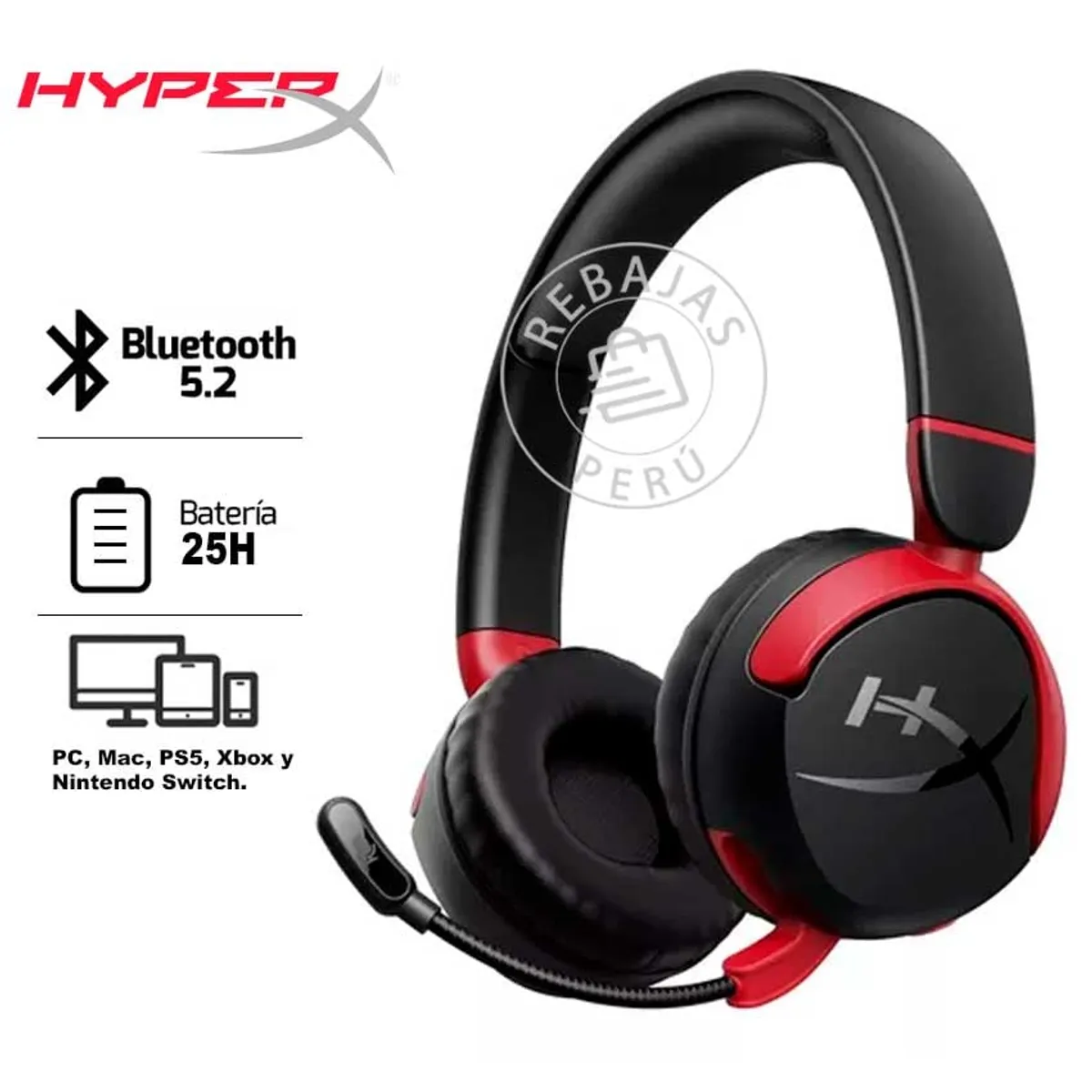 HYPERX CLOUD - Audifono HyperX Cloud Mini Kids Wireless Sonido seguro batería de 25 h