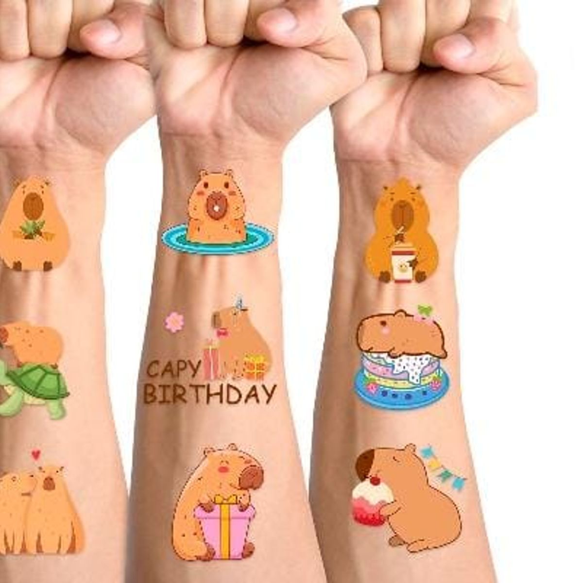 GENERICO - Set 5 Tatuajes Temporales de Capibara Pegatina