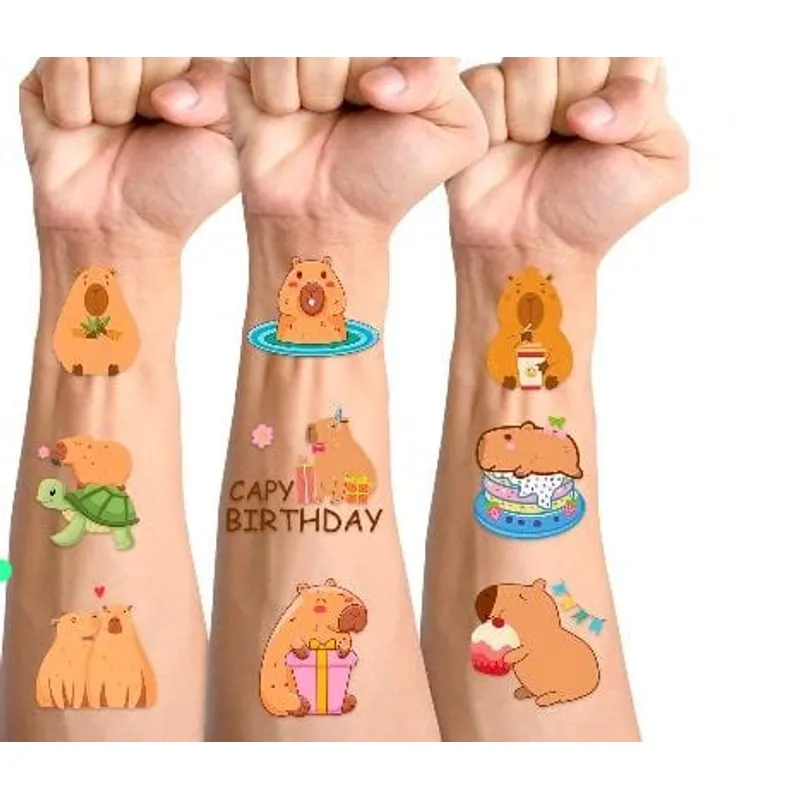 GENERICO - Set 5 Tatuajes Temporales de Capibara Pegatina