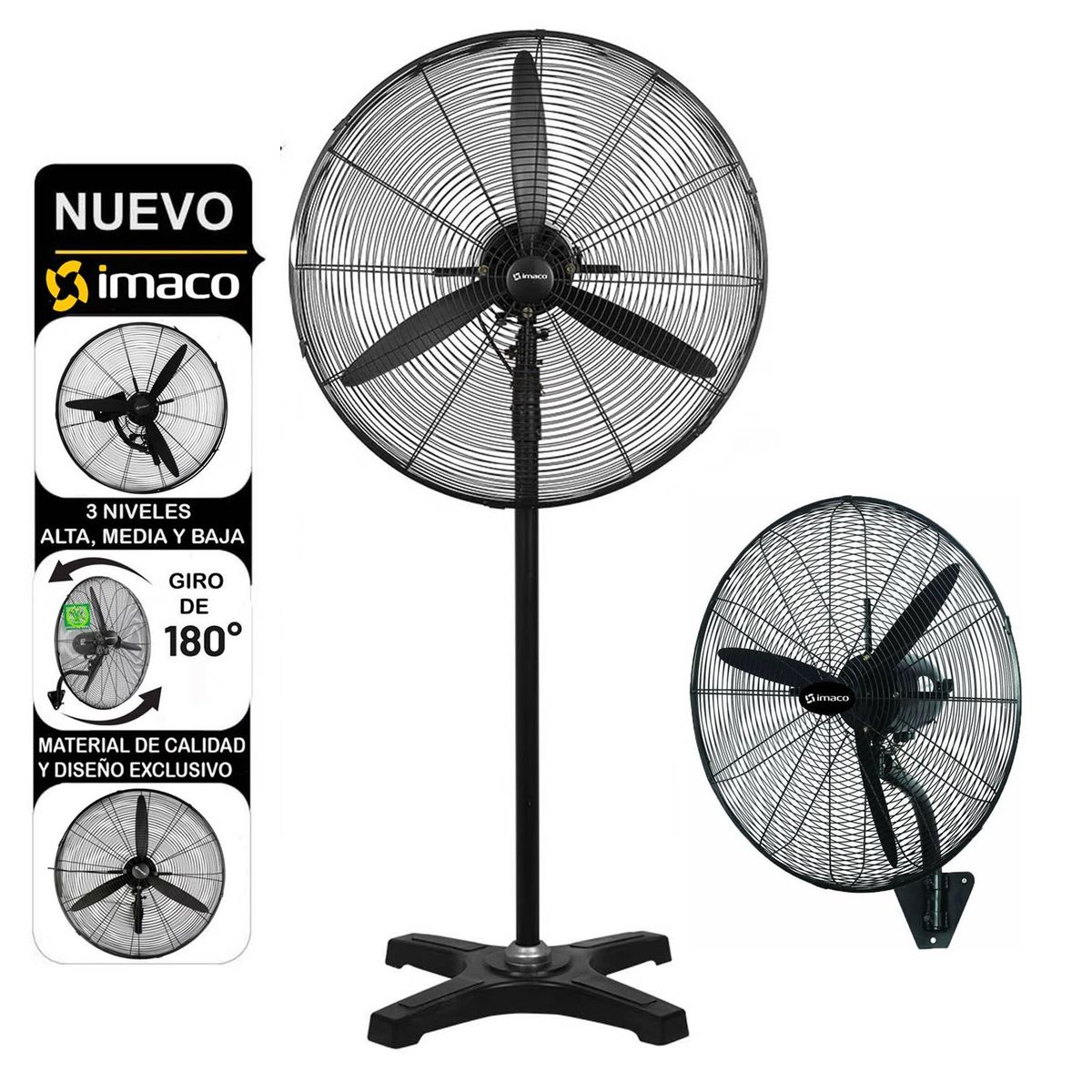 IMACO - Ventilador Industrial Imaco de Pared y Piso 30" 240 Watts FS30240