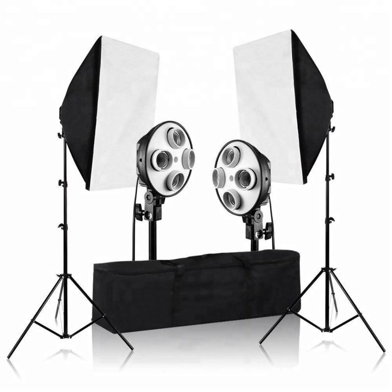 WEIFENG - Kit de iluminacion Weifeng de 2 Softbox de 4 Focos espiral 135 watts