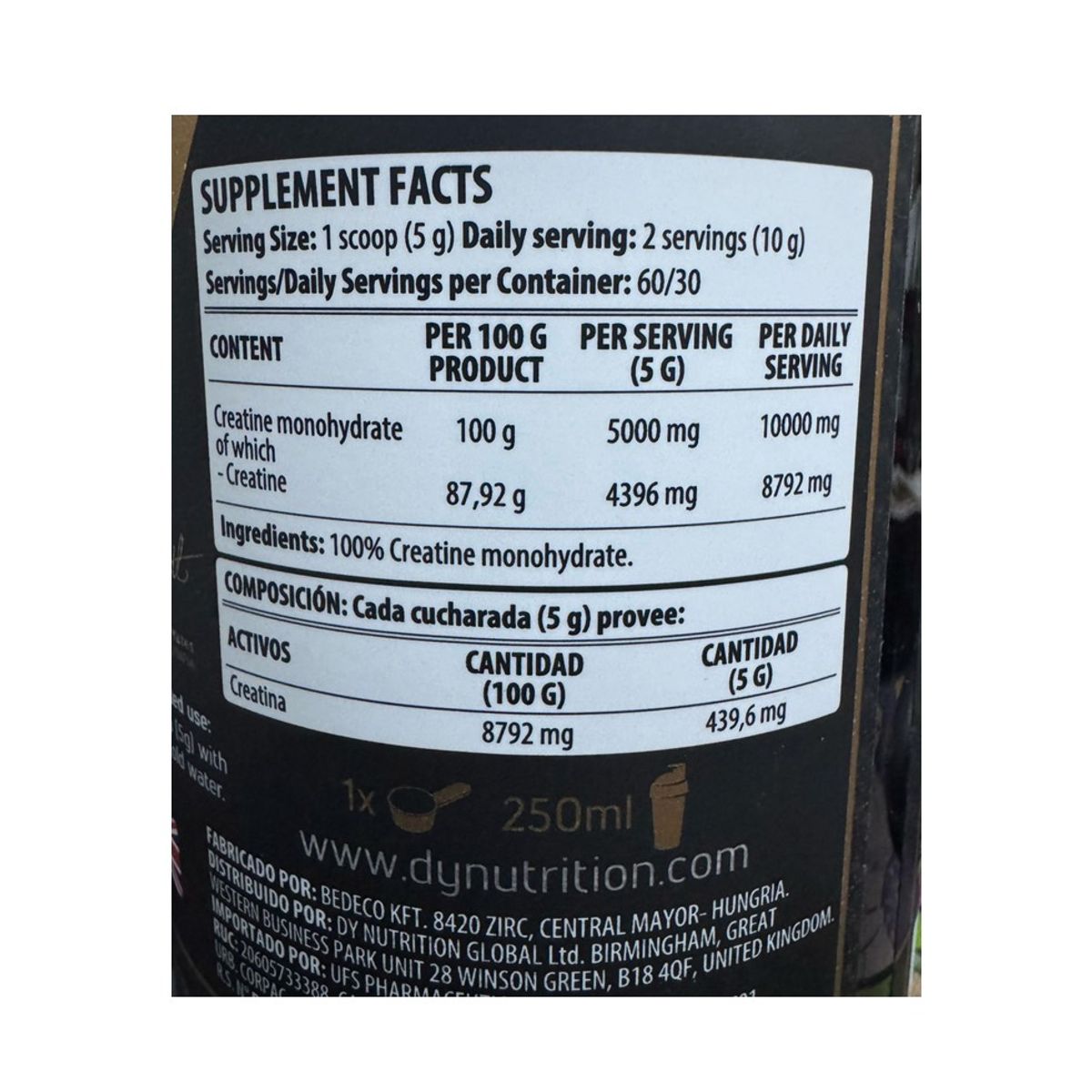 DORIAN YATES - Creatina Dorian Yates 300Gr 100% Monohidratada - Tienda Física