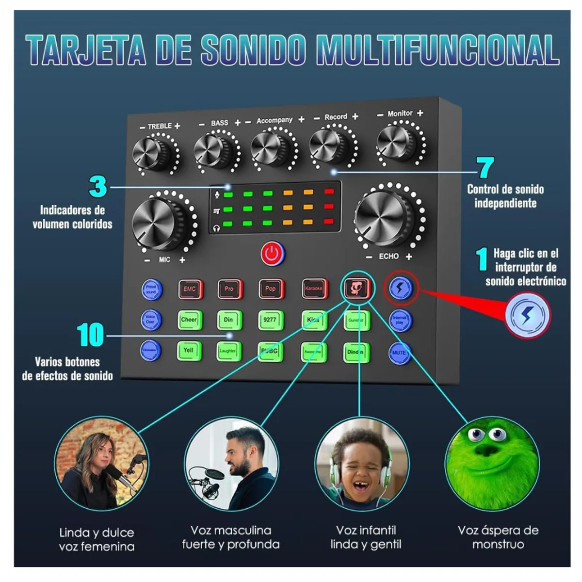 SEISA - Consola De Sonido Stream Tiktok Mezcladora Equipo Poscast Live