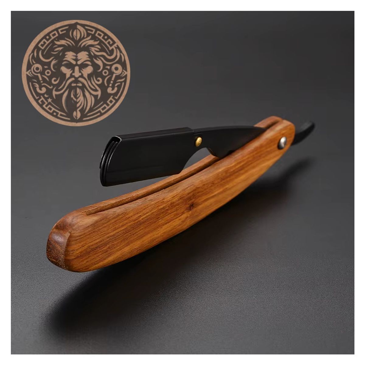 GENERICO - Navaja Afeitar Plegable 3 Cuerpos Acero Inox. Mango Madera