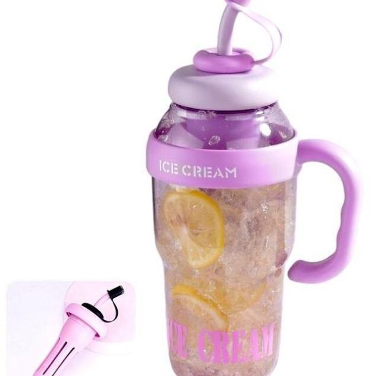 GENERICO - Mochila Kawaii porta laptop lila con llavero y pines más botella