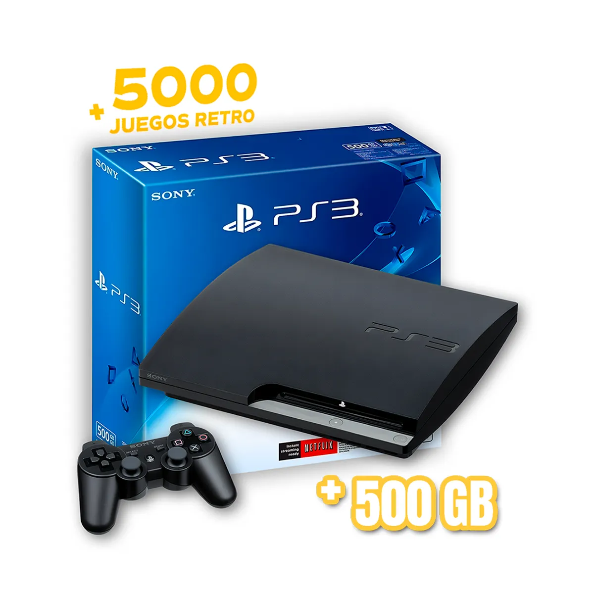 SONY - PlayStation 3 / Ps3 Slim Reacondicionado 500GB + Juegos de PS3 y Retro