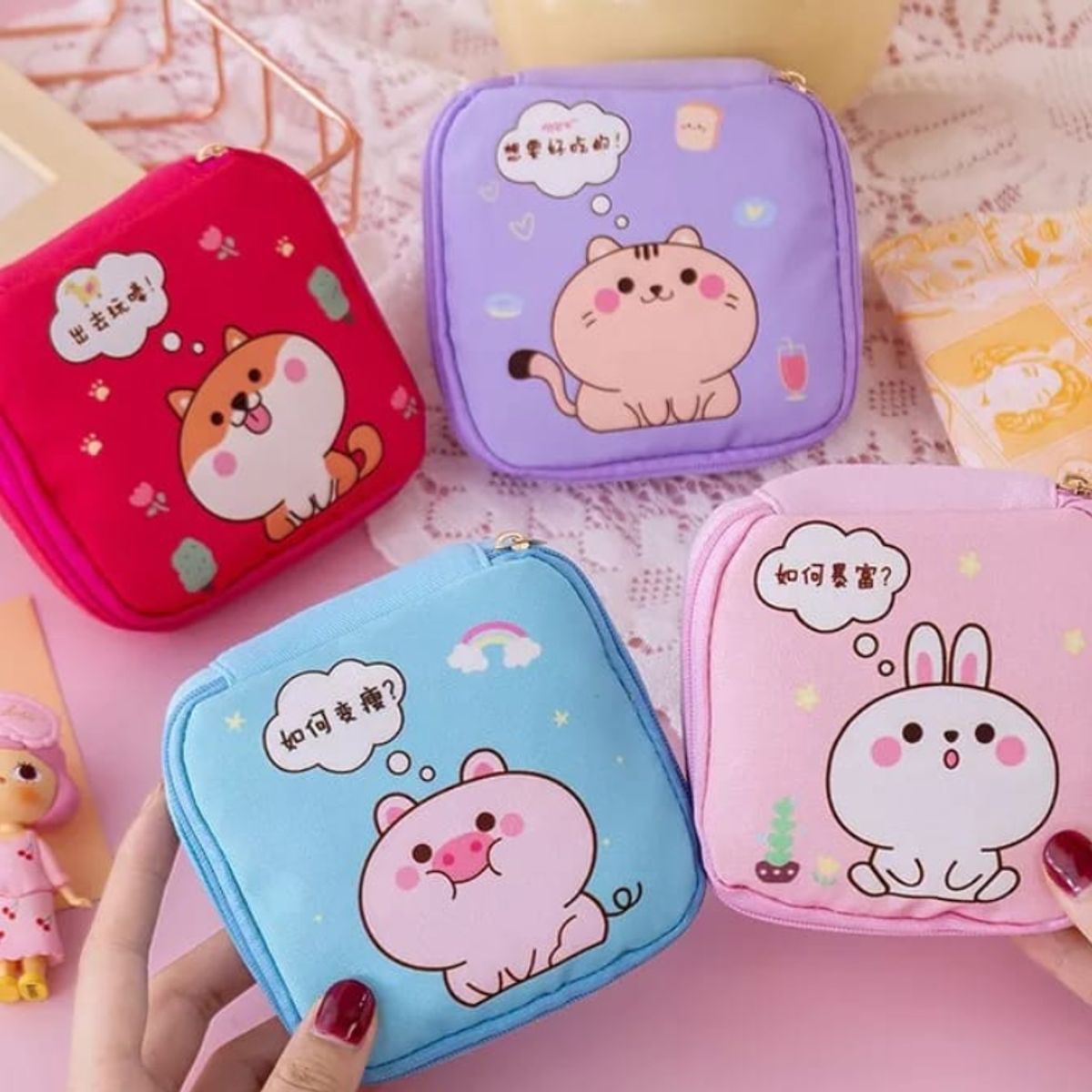 GENERICO - ORGANIZADOR NECESER DE TOALLAS HIGIÉNICAS - COLOR FUCSIA