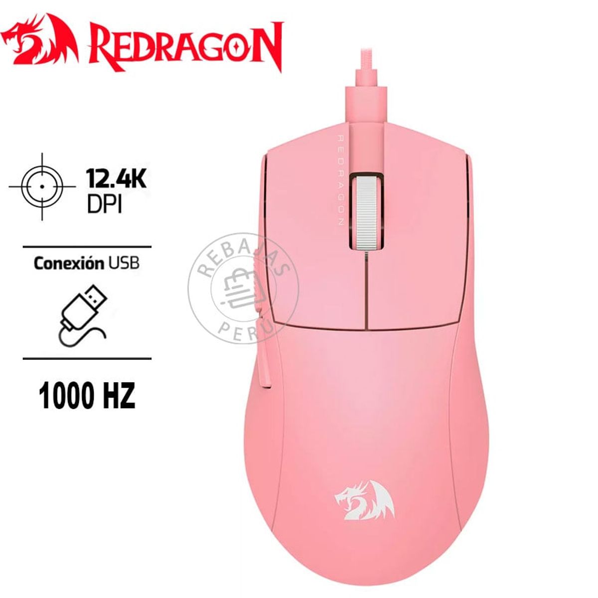 REDRAGON - Redragon K1NG M724 1K Hz Precisión Velocidad para Gamers Pro Rosa