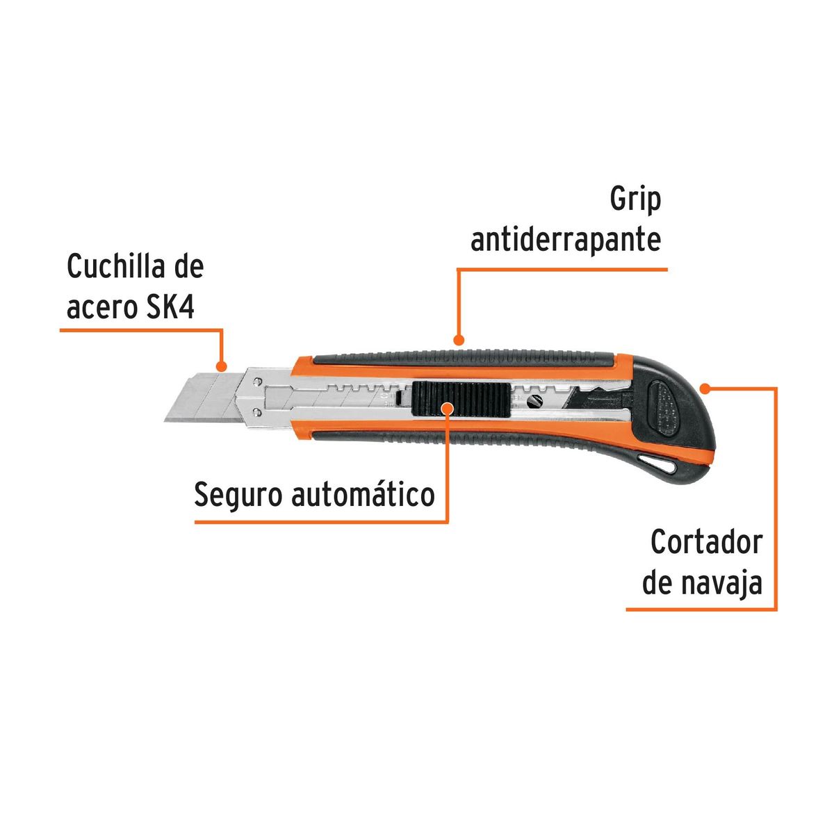 TRUPER - Cuchilla Cutter Hoja de 18mm Cuerpo Metalico y Grip 16977 Truper