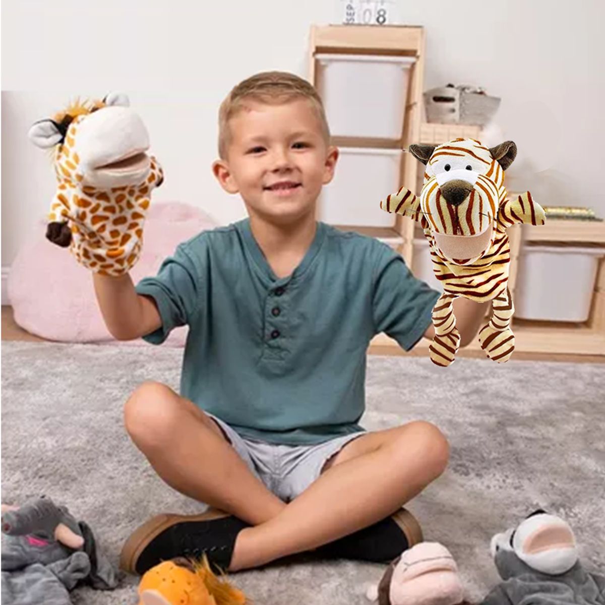 GENERICO - Titere Marioneta de Mano Tigre Amarillo con Patas