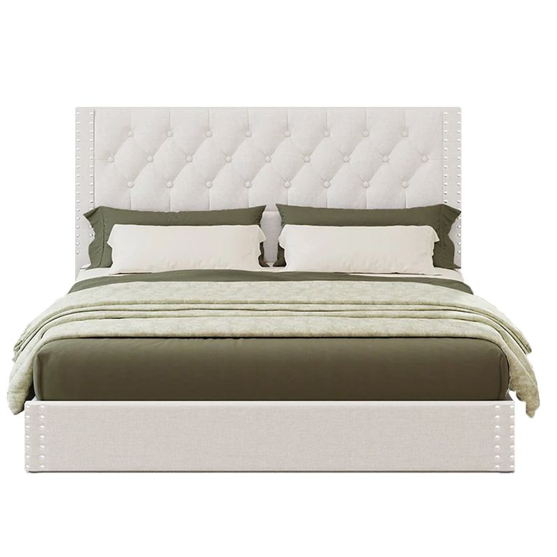 GENERICO - Cama Tapizada Capitoné Azalea Ivory Queen