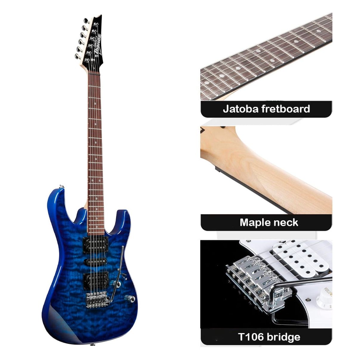 IBANEZ - GIO GRX70QA TRASPARENT BLUE BURST - MARSHALL 10W