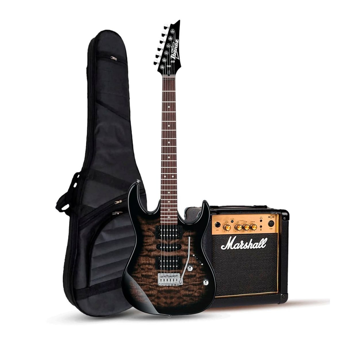 IBANEZ - GIO GRX70QA TRASPARENT BLACK BURST - MARSHALL 10W