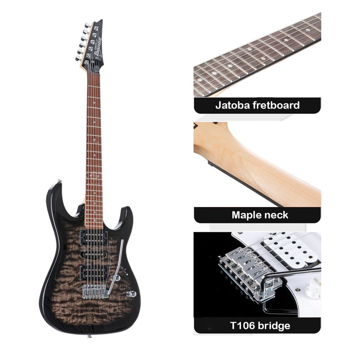 IBANEZ - GIO GRX70QA TRASPARENT BLACK BURST - MARSHALL 10W